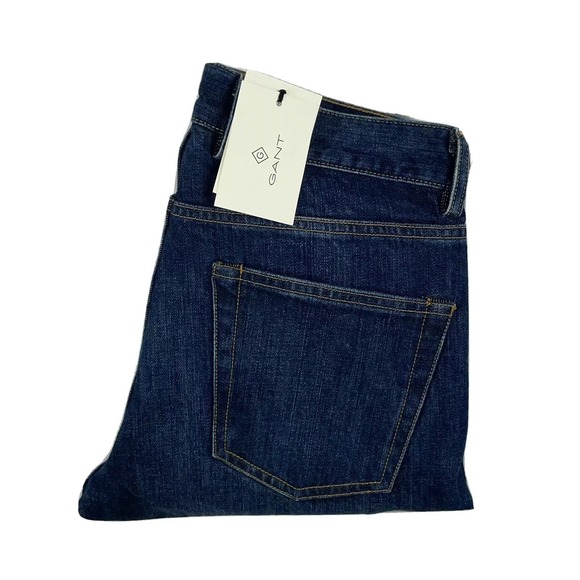 GANT Button Fly Slim Tapered Selvage Mens Medium Wash Size 29x32 NWT